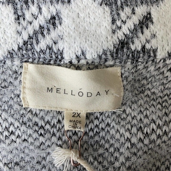 Melloday Women’s NWT Brushed Houndstooth Long Open Cardigan Sweater Size 2X. - Picture 6 of 12
